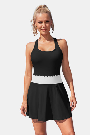 Scalloped Black Golf Dress